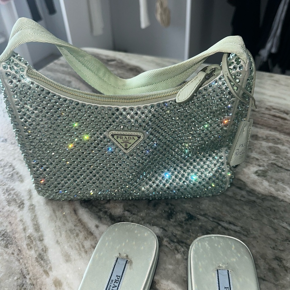 Satin mini bag with crystals bag only